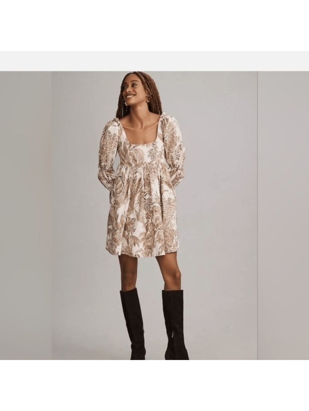 Pilcro Paisley, corduroy, baby doll Long Sleeve Dress